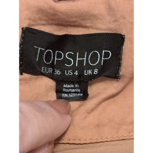 TOPSHOP Size 4 Boho Peach 3/4 Sleeve Ruffle Blouse Shirt EUC - Picture 6 of 8